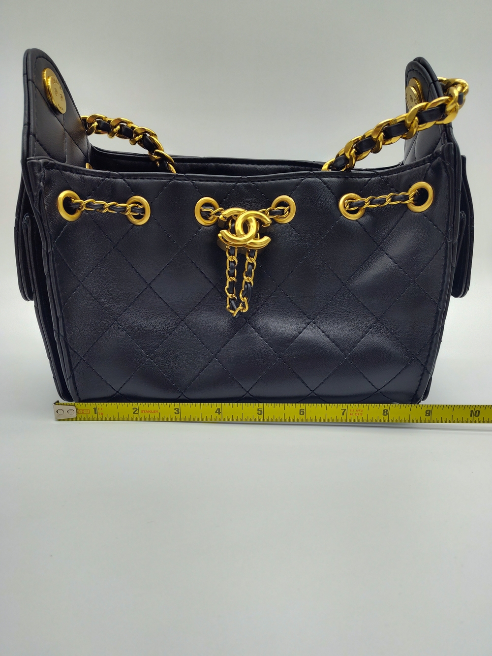 CHANEL Makeup Quilted Chain Cosmetic Bag Black Gold Colorway France GWP LAST ONE - Picture 10 of 14